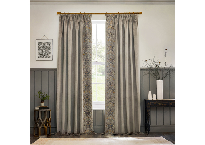 Strawberry Thief Embroidery Pencil Pleat, Biscuit - Ready Made Curtains - Image 7